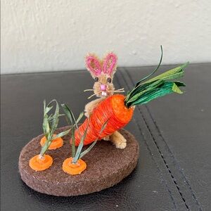 Handmade Cute Bunny with Carrot Figurine